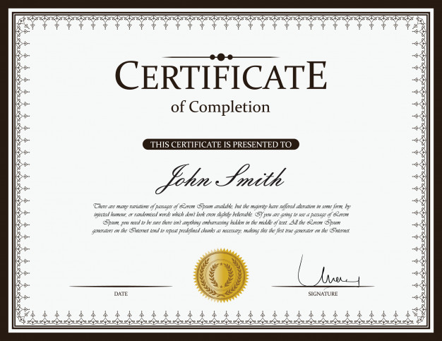 Certificate Of Completion Vector Premium Download 626x483 Certificate Of Completion Vector Premium Download