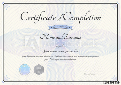 Certificate Of Completion Template In Vector With Florist Botany 500x354 Certificate Of Completion Template In Vector With Florist Botany