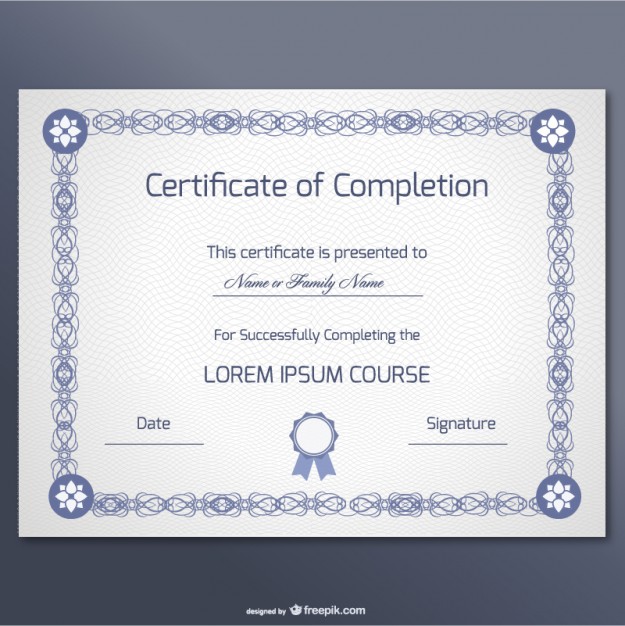 Elegant Certificate Of Completion Template Vector Free Download 625x626 Elegant Certificate Of Completion Template Vector Free Download