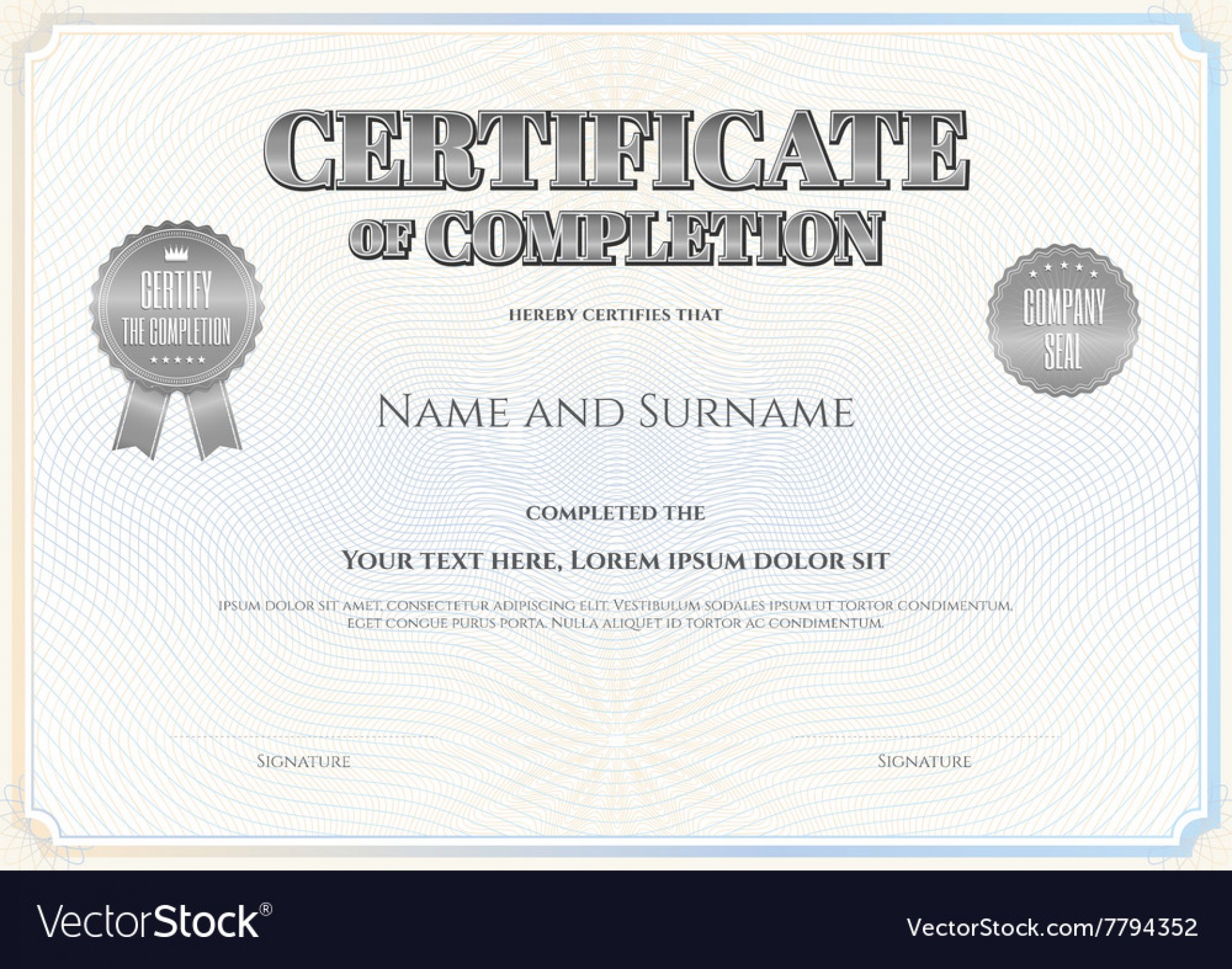 Certificate Of Completion Template Silver Vector Wondrous 1920x1511 Certificate Of Completion Template Silver Vector Wondrous