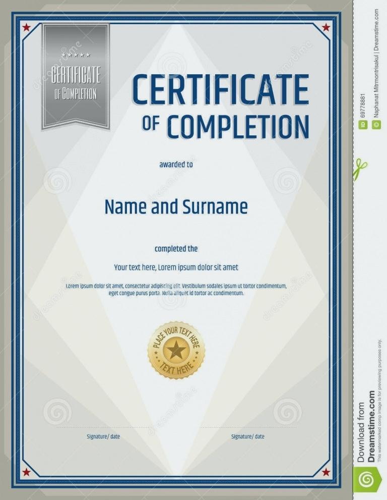 Printable Certificate Of Completion 768x990 Printable Certificate Of Completion