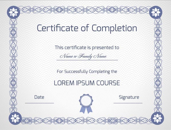 Blank Certificate Of Completion Vector 600x458 Blank Certificate Of Completion Vector