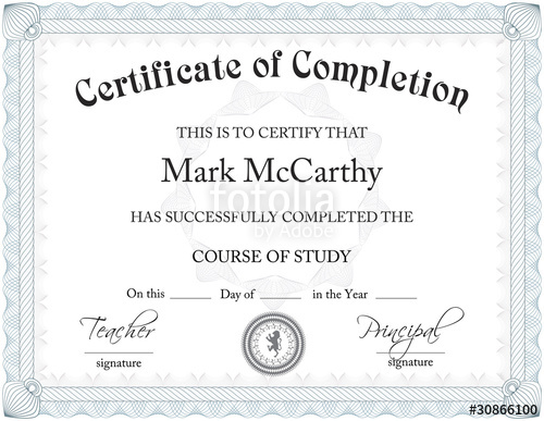 Certificate Of Completion Layout Stock Image And Royalty Free 500x387 Certificate Of Completion Layout Stock Image And Royalty Free