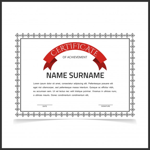 626x626 Vintage Certificate Design With Red Ribbon Vector Free Download