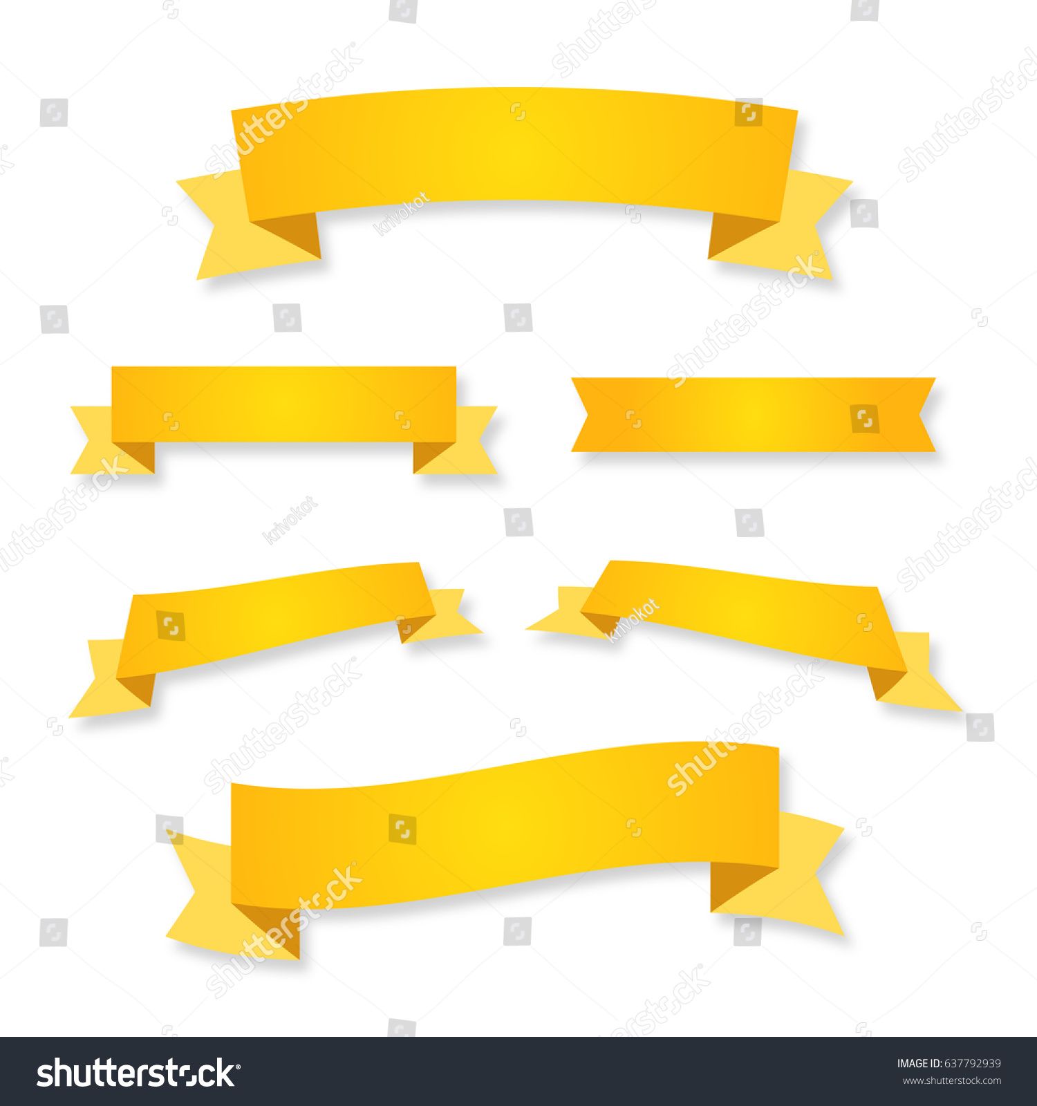 1500x1600 Ribbon Vector Illustration Banner Set Winner Sticker Flat Yellow