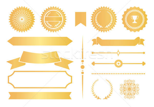 600x419 Certificate Design Elements Labels Awards Ribbons Vector