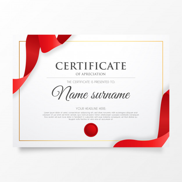 626x626 Certificate Of Appreciation With Red Ribbon Vector Free Download