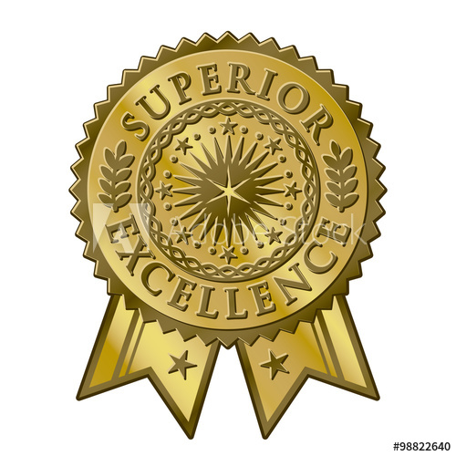 500x500 Gold Certificate Award Seal, Superior Excellent Achievement