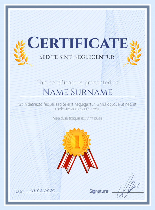 626x849 Winner Certificate With Seal Vector Free Download