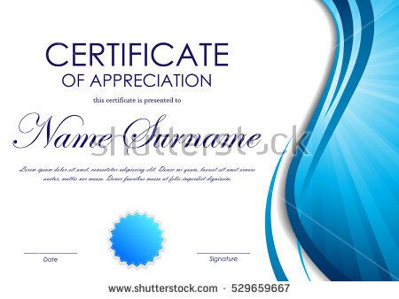 450x338 Certificate Of Appreciation Template With Blue Dynamic Wavy Vortex