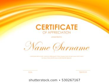 368x280 Certificate Of Appreciation Template With Orange Dynamic Bright