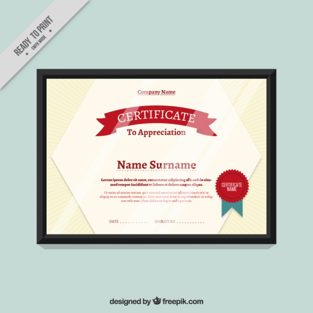 626x626 Certificate Template With Red Seal Vector Free Download
