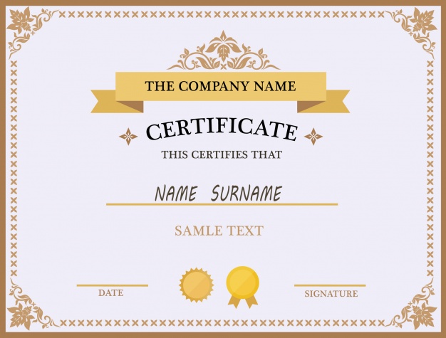 Certificate Template Design Vector Free Download 626x475 Certificate Template Design Vector Free Download