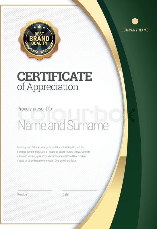 547x800 Certificate Template Diploma Of Stock Vector Colourbox