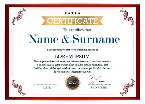 468x335 Training Certificate Vector Illustration With Classical Frame