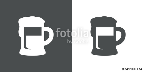 500x250 Icono Plano Con Silueta De Jarra De Cerveza En Gris Y Blanco