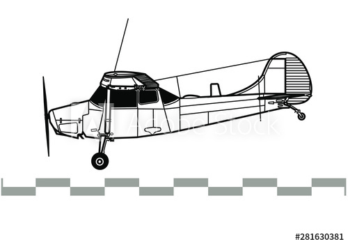 500x350 Cessna O Bird Dog Outline Vector Drawing