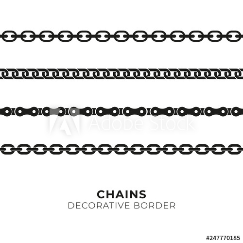 500x500 Set Of Black Isolated Of Chains On White Background Seamless