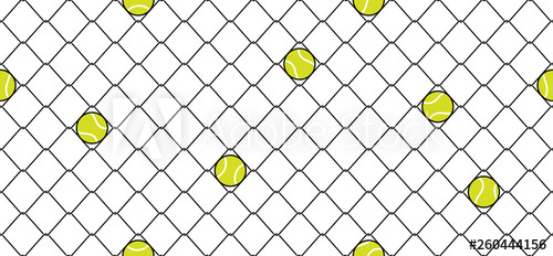 500x232 Tennis Ball Seamless Pattern Vector Sport Wire Mesh Chain Link