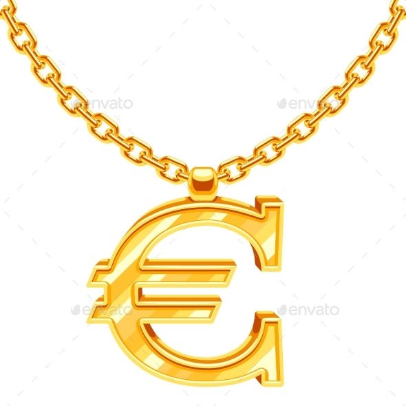 Gold Necklace Chain With Euro Symbol Vector Object Typography 590x590 Gold Necklace Chain With Euro Symbol Vector Object Typography