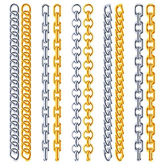 Golden And Silver Chains Pattern Vectors Geo Brade Chain 580x580 Golden And Silver Chains Pattern Vectors Geo Brade Chain