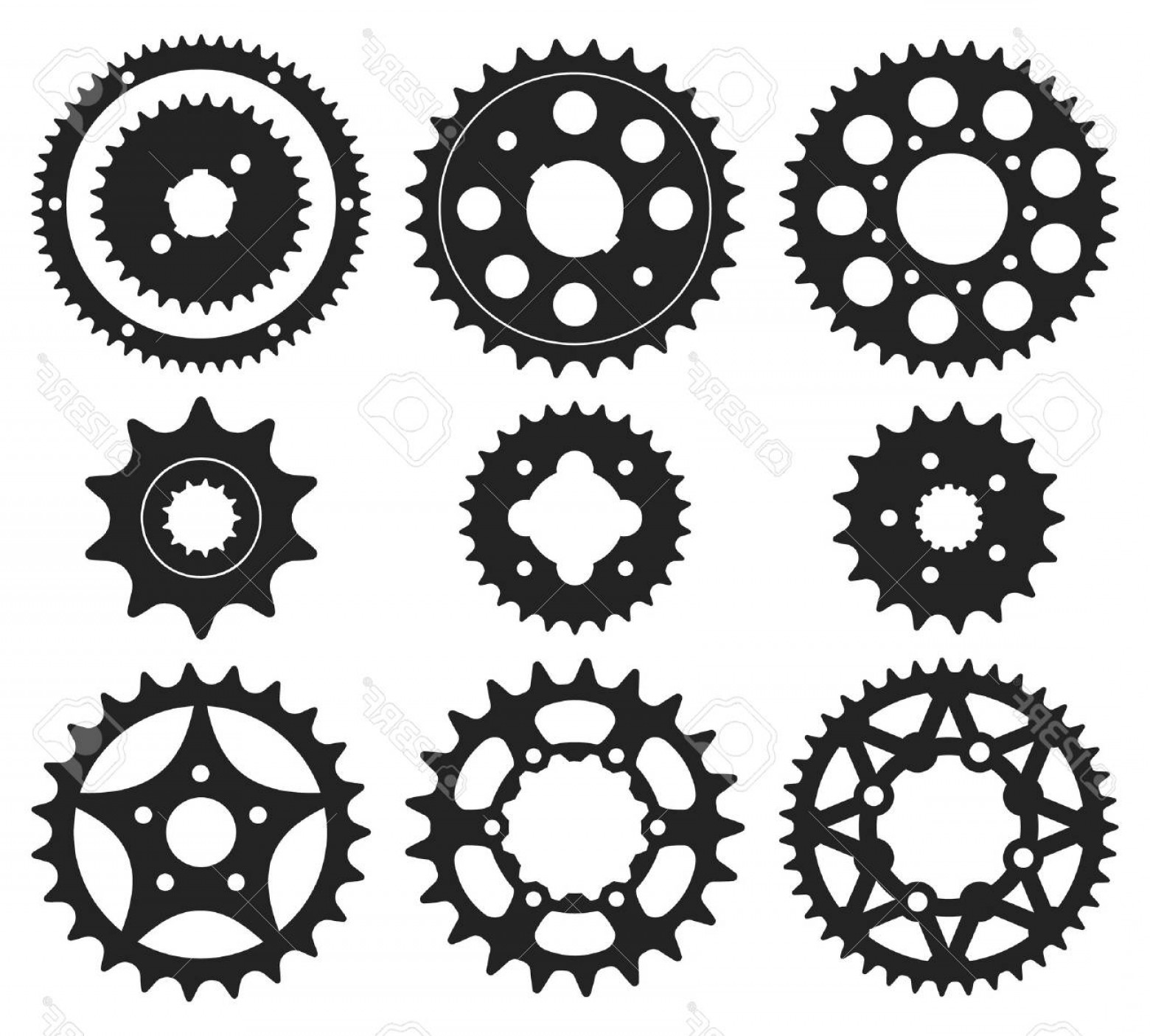 1560x1405 Photostock Vector Vector Set Of Bike Chainrings And Rear Sprocket