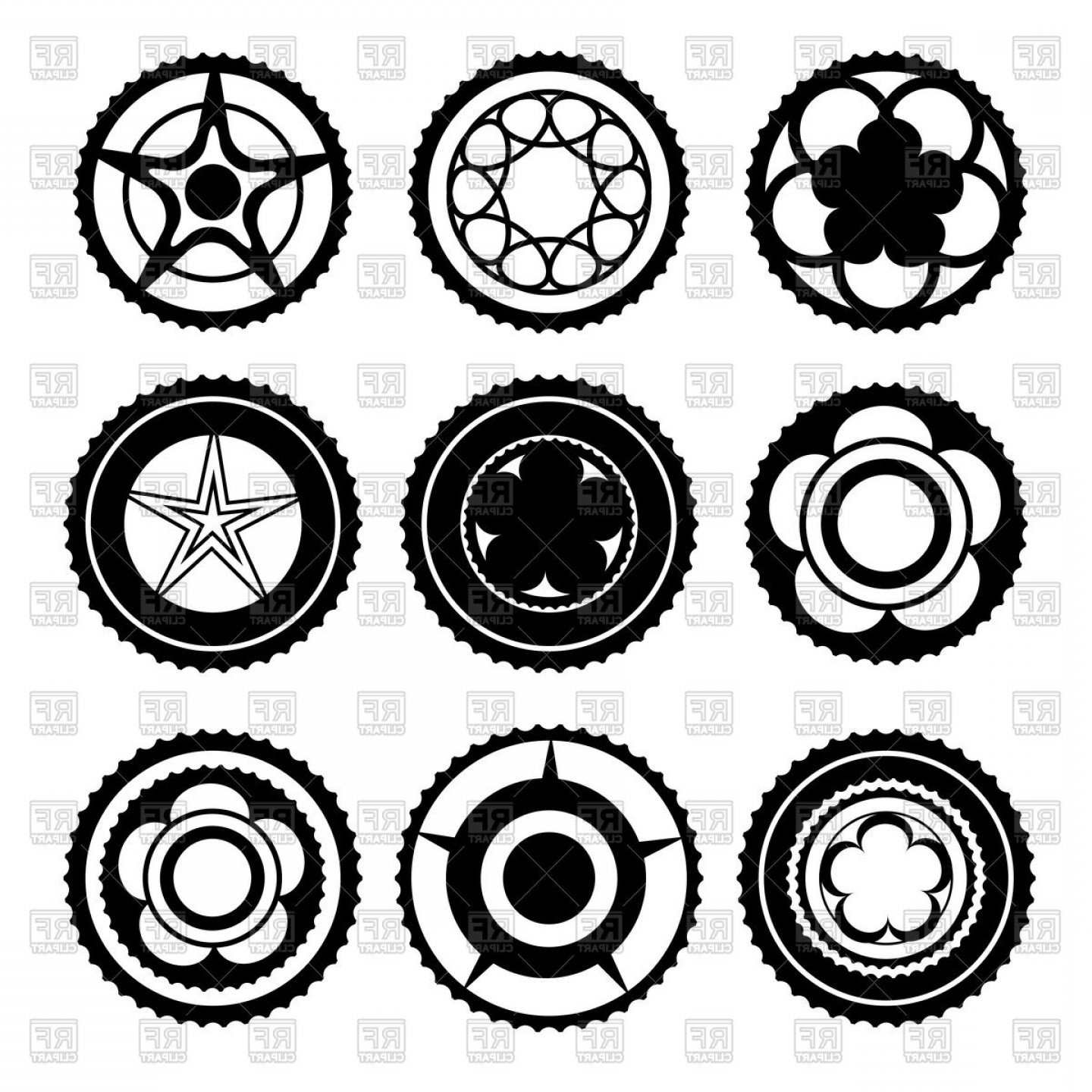 1440x1440 Bike Chainrings And Rear Sprocket Set Vector Clipart Handandbeak