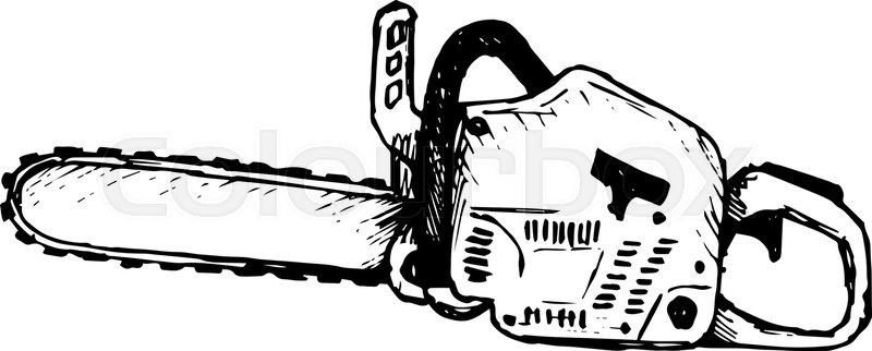 800x322 Chainsaw Vector Illustration, Doodle Stock Vector Colourbox