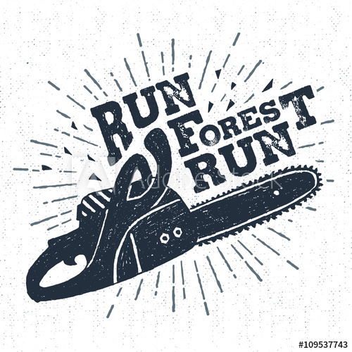 500x500 Hand Drawn Vintage Label With Textured Chainsaw Vector