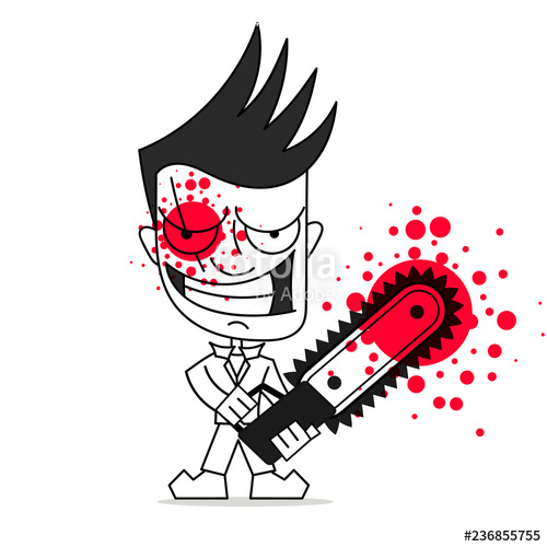 500x500 Killer With Chainsaw Vector Illustration On White Background