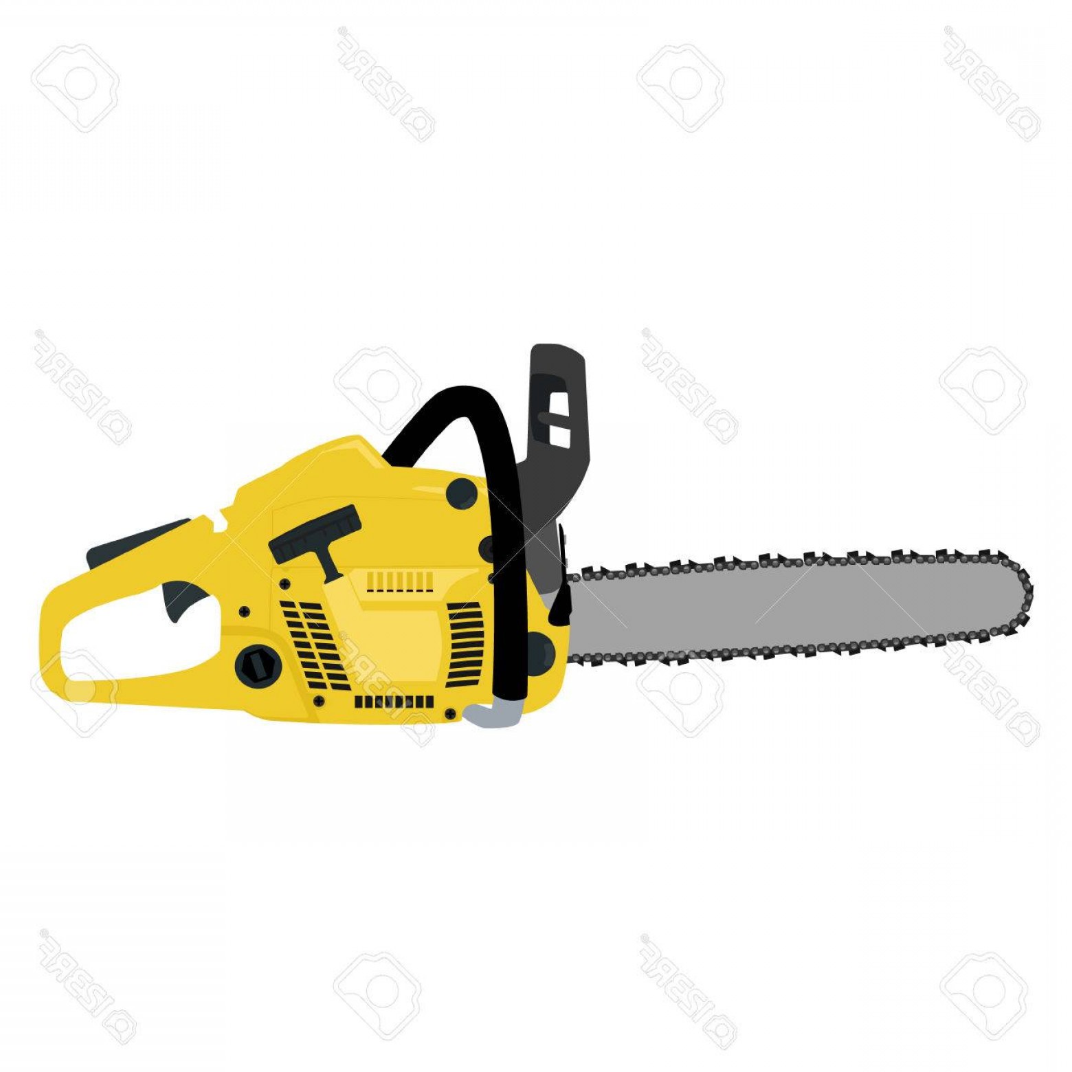 1560x1560 Photostock Vector Vector Illustration Yellow Realistic Chainsaw