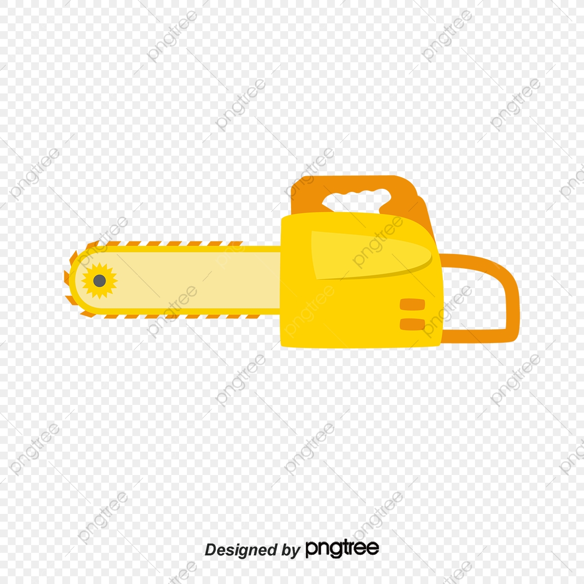 1200x1200 Cartoon Painted Orange Chainsaw, Cartoon Tools, Hand Painted