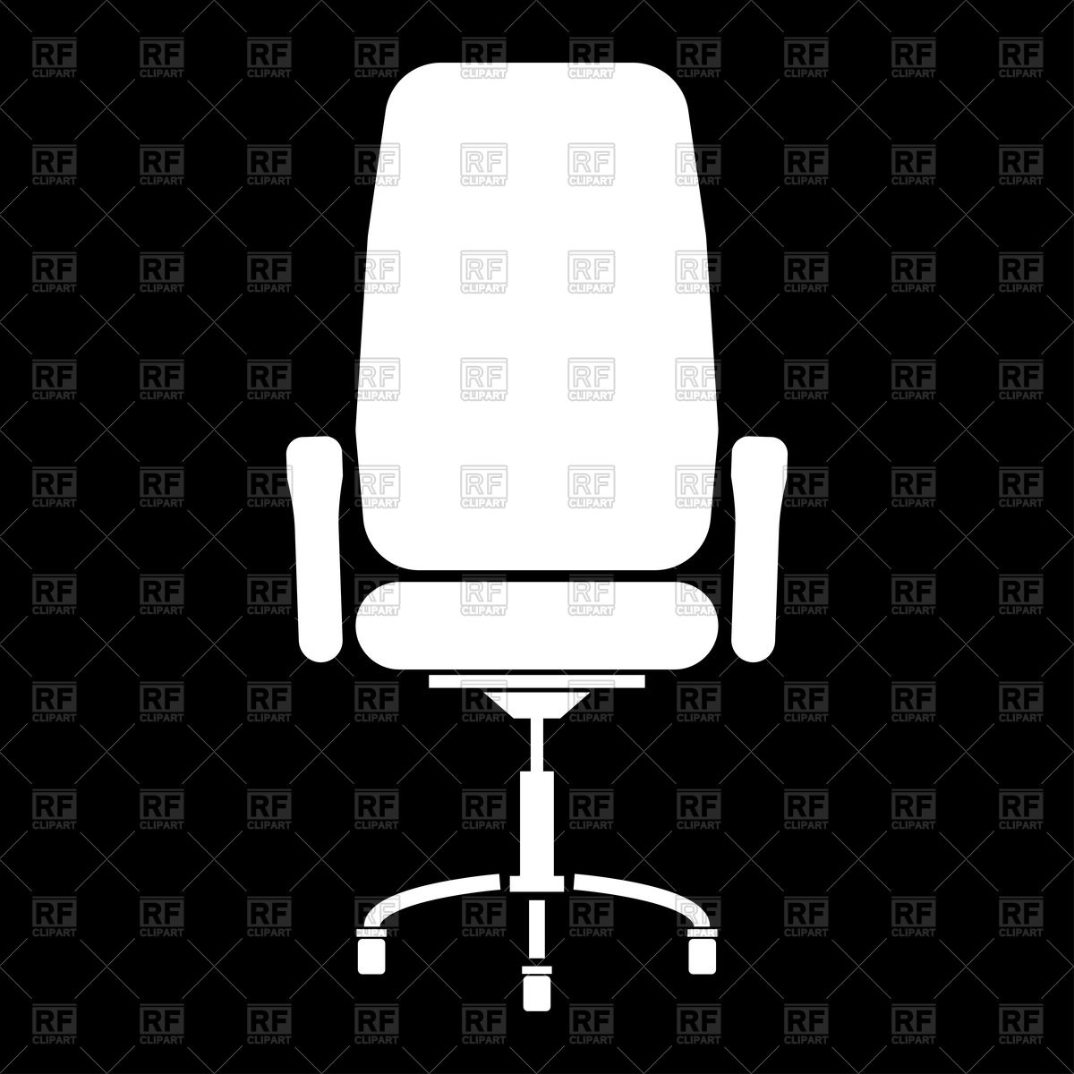 1200x1200 Office Chair White Icon On Black Background Vector Image Of Icons