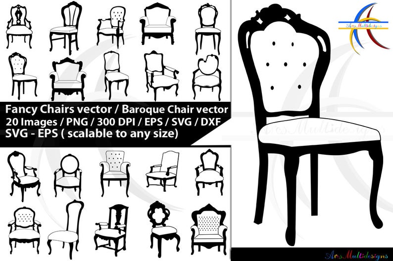 794x528 Fancy Chairs Silhouette Fancy Chair Vectors Fancy Etsy