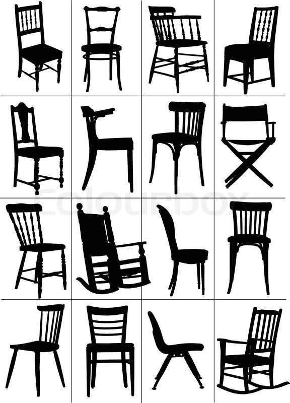 576x800 Big Set Of Home Chair Silhouettes Stock Vector Colourbox