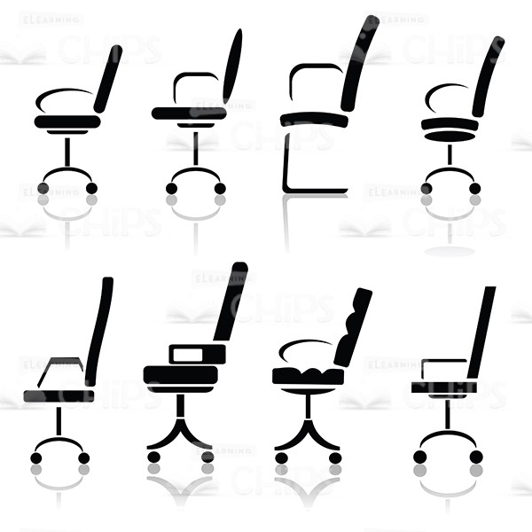 600x600 Office Chairs Silhouettes Vector Image