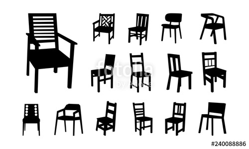 500x300 Set Of Various Wooden Chairs Silhouette Vector, Furniture