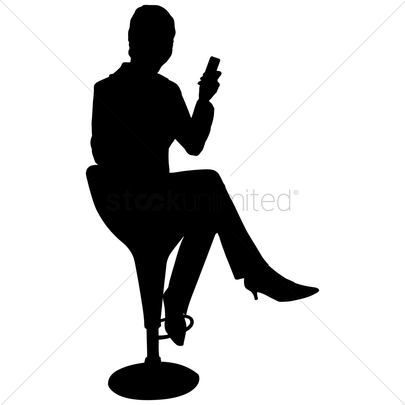 1300x1300 Businesswoman Sitting On Chair Silhouette Vector Image