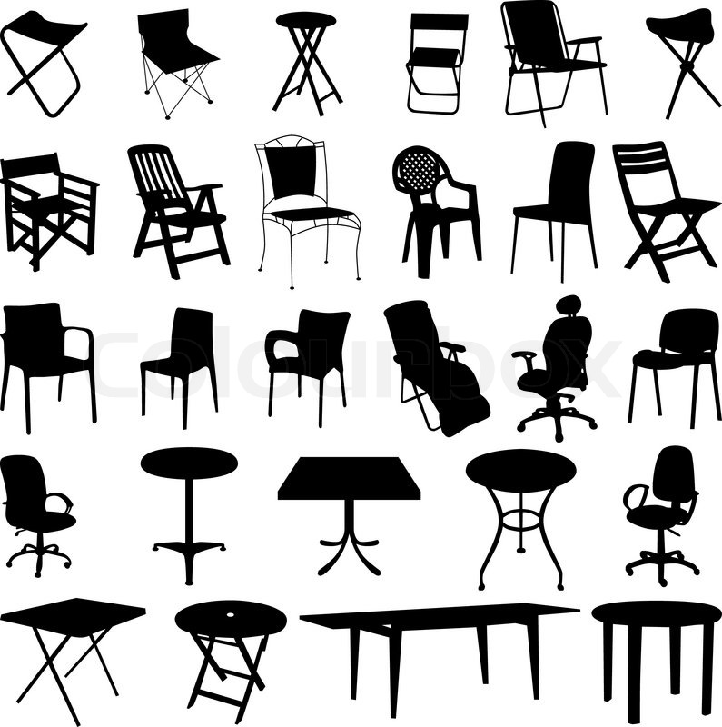 795x800 Chair And Table Silhouette Vector Stock Vector Colourbox