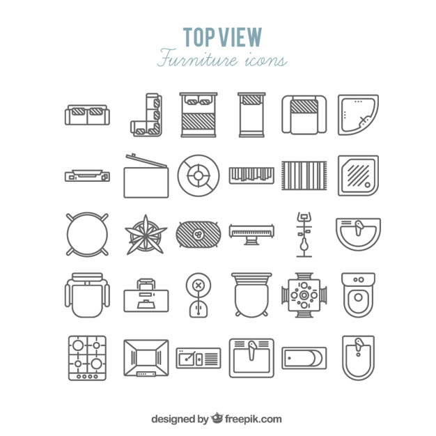 Furniture Icons In Top View Vector Free Download 626x626 Furniture Icons In Top View Vector Free Download