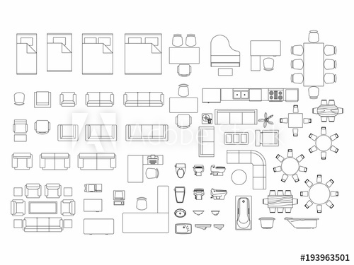 Top View Of Set Furniture Elements Outline Symbol For Bedroom 500x375 Top View Of Set Furniture Elements Outline Symbol For Bedroom