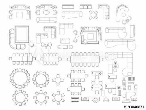 Top View Of Set Furniture Elements Outline Symbol For Dining Room 500x375 Top View Of Set Furniture Elements Outline Symbol For Dining Room