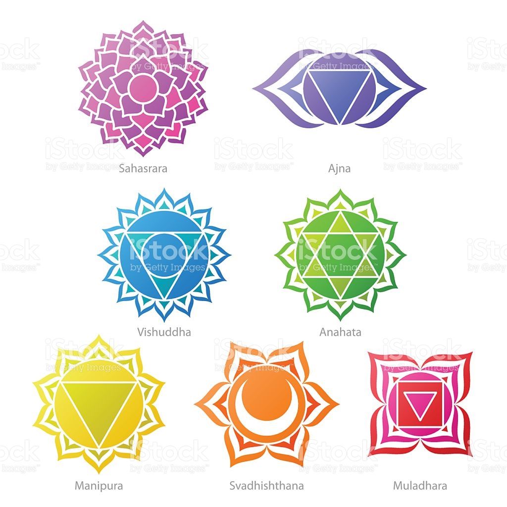 1024x1024 Colorful Chakras Symbols Icons Set Spiritual Meditation Elements
