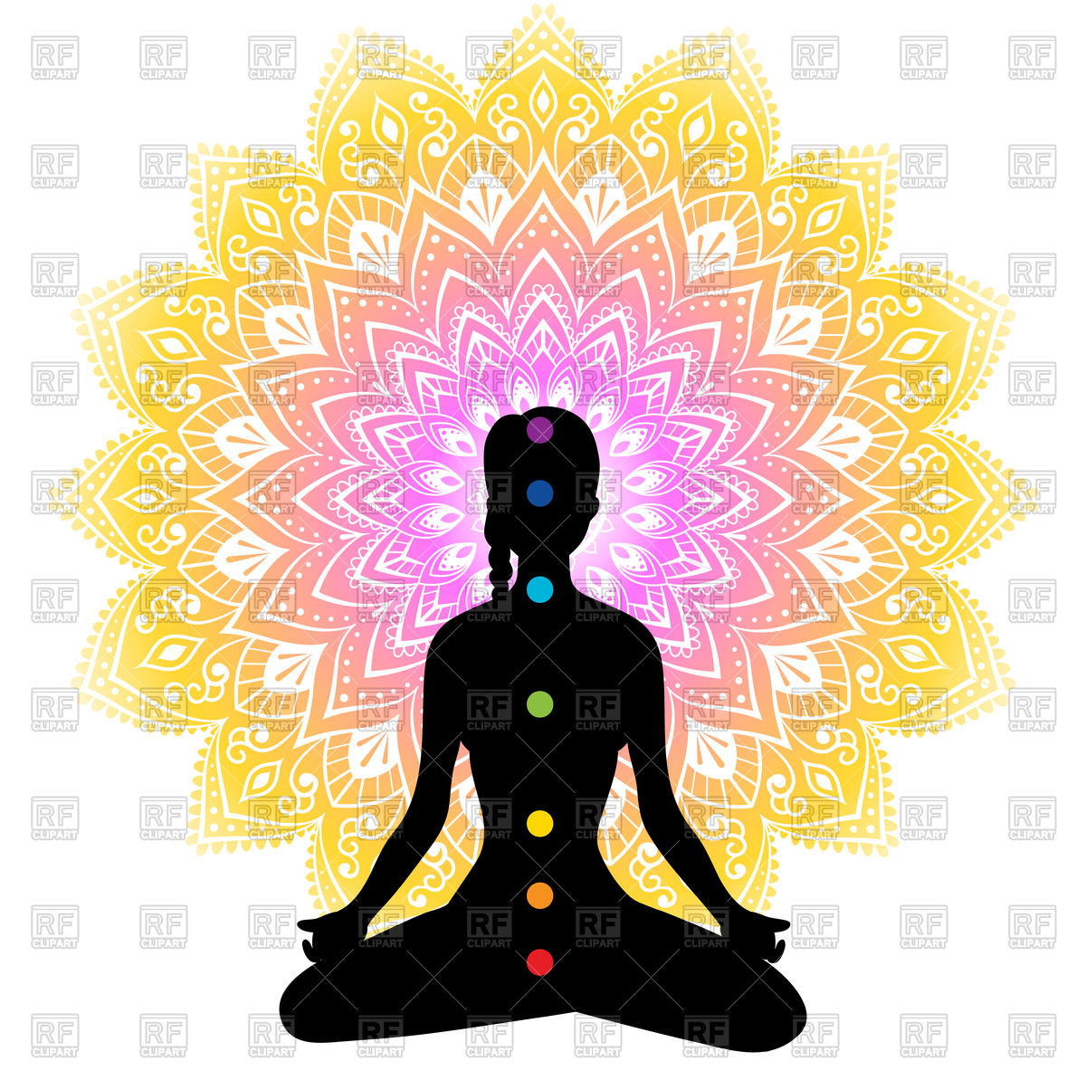 1200x1183 Woman's Chakras With Colorful Mandala Vector Image Of People