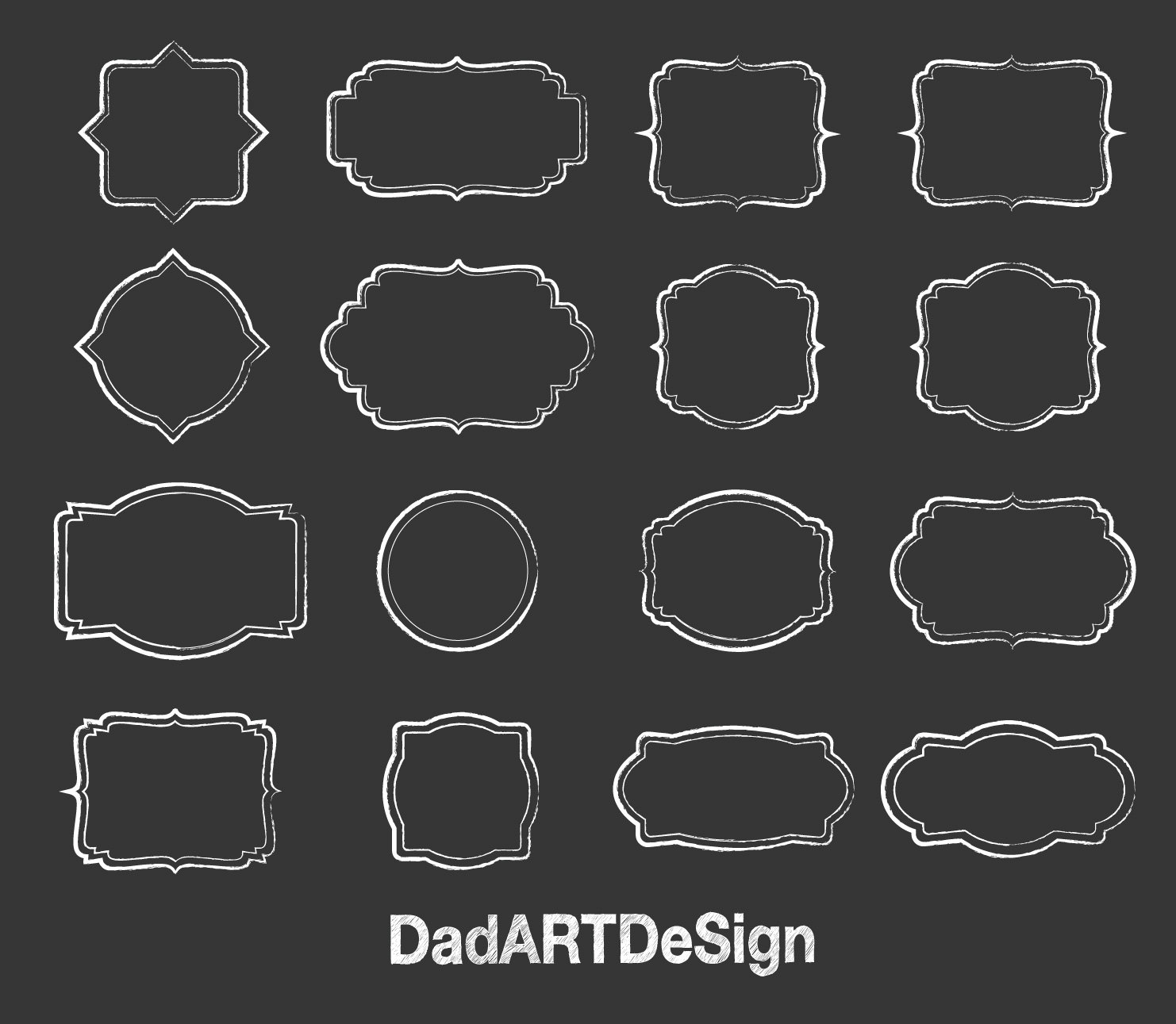 1482x1291 Chalk Labels With Hand Drawn Borders, Png Hr Ready To Use