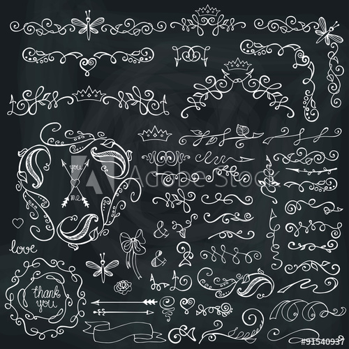 500x500 Doodles Border,brushes,decor Floral Sketched Chalkboard
