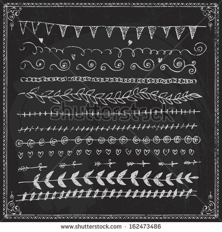 450x470 Free Chalkboard Borders Hand Drawn Vector Line Border Set