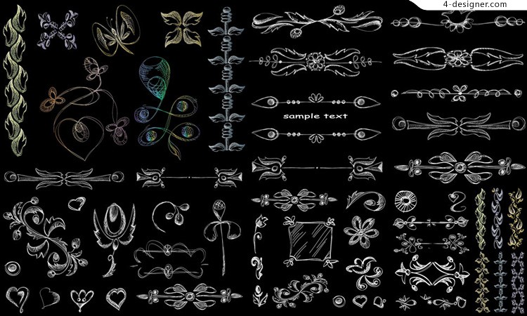 750x450 Designer Hand Painted Floral Border Vector Material