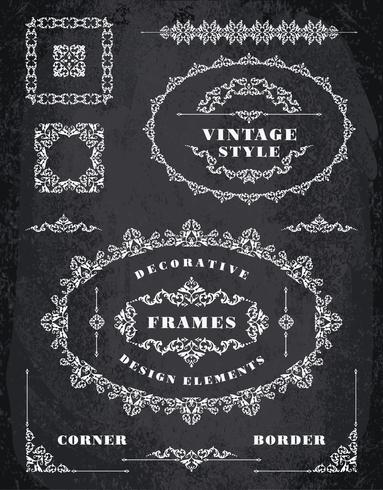383x490 Set Of Retro Vintage Frames And Borders Chalk Board Background