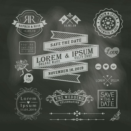 450x450 Vintage Wedding Border And Frames On Chalkboard Background